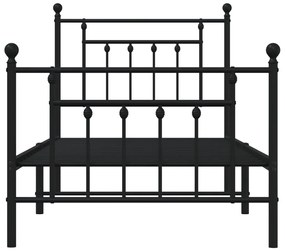 fekete fém ágykeret fej- és lábtámlával 90 x 200 cm