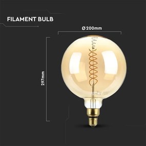 LED Dimmelhető izzó FILAMENT G200 E27/8W/230V 1800K