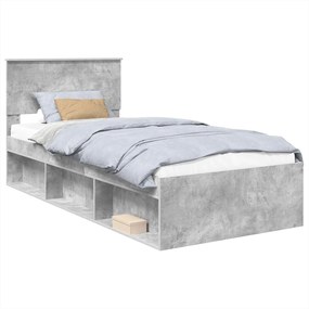 vidaXL Ágykeret fejtámlával Beton Szürke 100 x 200 cm Faanyag