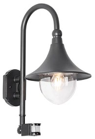 Kültéri fali lámpa fekete IP44 mozgásérzékelővel - Daphne