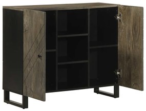 komód fekete 90x33x75 cm tömör fa mangó