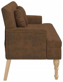 barna műbőr pad párnákkal 113x64,5x75,5 cm