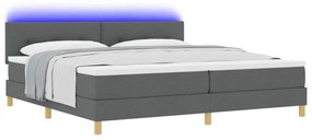 Boxspring ágy matraccal &amp; LED világítással Sötétszürke 200x200 cm Szövet