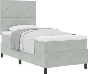 vidaXL Boxrugós ágy matracmal Világosszürke 100 x 200 cm szövet