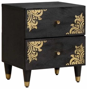 vidaXL Éjjeliszekrény 2 pcs Fekete 40 x 33 x 46 cm Tömör Mangófát