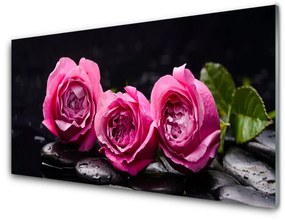 Fali üvegkép Zen Spa Stones Roses Nature 120x60cm 2 fogas