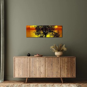 Egy fa sziluettjének képe (órával) (90x30 cm)