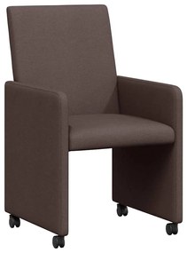 Étkező Székek kerékkel 2 pcs sötétbarna 57 x 66 x 94 cm szövet