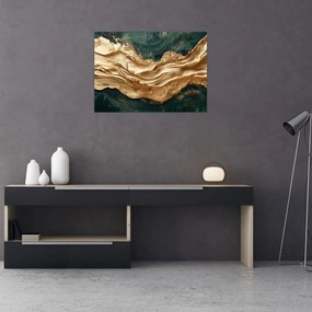 Kép - Zöld absztrakció arannyal II. (70x50 cm)