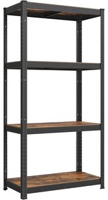 Álló polc, könyvespolc, tárolópolc 40 × 80 × 160 cm, barna/fekete