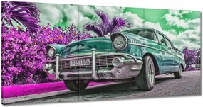 Vászonkép 60x30 Klasszikus autó türkizkékben
