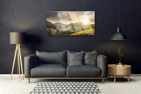 Modern üvegkép Sun Meadow Mountain West 125x50 cm