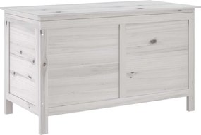 vidaXL fehér tömör fenyőfa kerti tárolóláda 99 x 49,5 x 58,5 cm