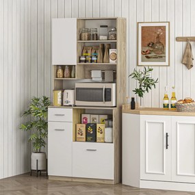 HOMCOM Modern Konyhai Szekrény Buffet Tálaló Tároló Szekrény Állítható Polcokkal, Fiókkal, Munkafelülettel és Kábelkezeléssel, Nappalihoz és Étkezőhöz