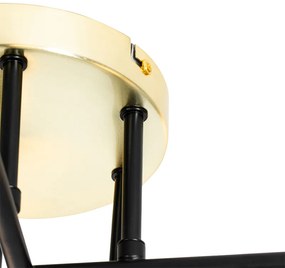 Mennyezeti lámpa fekete arannyal és opál üveggel 6 lámpás - Lynn