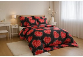 Poliészter-pamut ágyneműhuzat 2 ágyra VALENTINE, fekete Ágyneműhuzat mérete: 2 db 70 x 90 cm | 2 db 140 x 200 cm