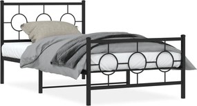 vidaXL fekete fém ágykeret fej- és lábtámlával 100 x 190 cm