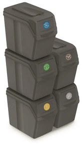 Sortibox szelektív hulladékgyűjtő 20 L , 5 db, szürke