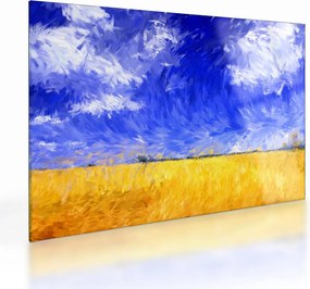 Kép - olajfestmény, arany mező (üvegen) (70x50 cm)