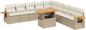 vidaXL 11 részes bézs polyrattan kerti ülőgarnitúra párnákkal