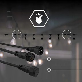 LED kültéri dekorációs füzér 15xE27/1W/230V 15,94 m IP44 fekete