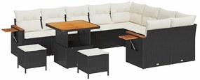 Kerti Kanapé Szett 12 pcs Fekete és krémszínű 80 x 80 x 71 cm