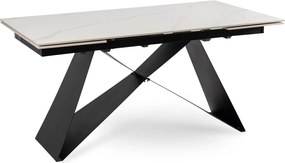 Kihúzható kerámia étkezőasztal 160–240 cm méretben, fehér márvány/fekete színben VICTOR