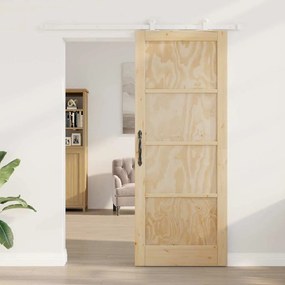 Tolóajtó Szett Természetes és fehér 83 x 211 cm