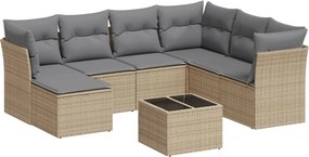 vidaXL 8 részes bézs polyrattan kerti ülőgarnitúra párnával