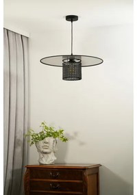 Duolla - Csillár zsinóron TOKYO RATTAN 1xE27/15W/230V átm. 50 cm fekete/ezüst