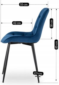 CHRIS szék sötétkék bársony