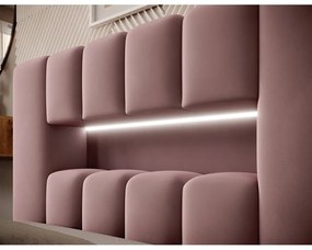 Rózsaszín kárpitozott ágyneműtartós egyszemélyes ágy ágyráccsal 90x200 cm Lamica – ELTAP