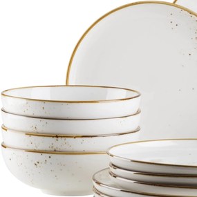 Mäser 16 részes edénykészlet Pintar White barnapöttyös