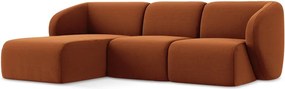 Terrakotta színű bársony sarokkanapé (bal oldali-heverő résszel) Lani – Makamii