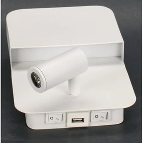 Lucide 79200/08/31 - BOXER LED fali lámpa 5W/230V + 5W USB, fehér