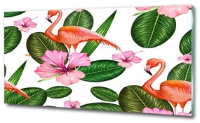 Üvegkép Flamingók és növények osh-111415248