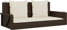 vidaXL barna polyrattan hintapad párnával 119 x 56 x 48 cm