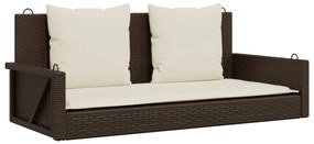 vidaXL barna polyrattan hintapad párnával 119 x 56 x 48 cm