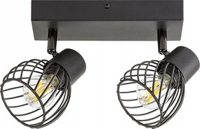 Mennyezeti fali lámpa fekete drót lámpabúra 2 reflektor 15 cm Rabalux