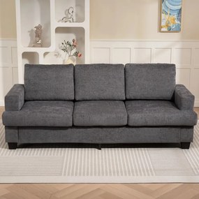 HOMCOM Kanapé, 3 személyes, szövet huzat, acél váz, kárpitozott, 213 x 82 x 90 cm, szürke