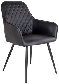 Harbo design szék, fekete PU, acél láb