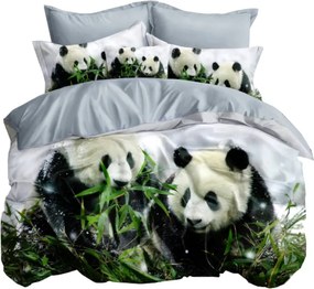 3D Ágyneműhuzat garnitúra 140x200 Pandák Állatok Világos 2 részes