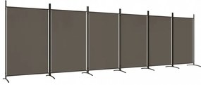 6 paneles antracitszürke szövet térelválasztó 520x180 cm