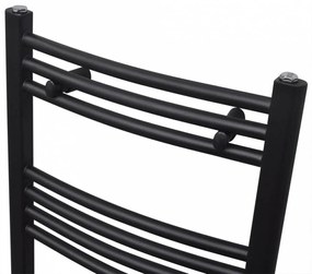 Ívelt fekete törölközőszárító radiátor központi fűtéssel 500 x 764 mm