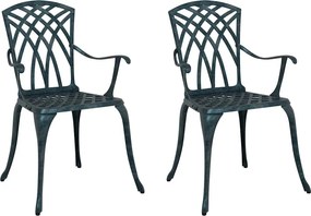 vidaXL Kerti Szék 2 pcs Zöld 53 x 51 x 88,5cm Alumínium