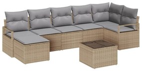 vidaXL Kanapé Szett párnával 8 pcs Bézs polirattan