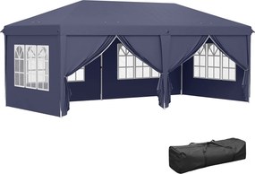 Outsunny 6x3m Erős Téli Átmeneti Kerti Pavilon, Party Sátor Oldalfalakkal, Ablakokkal, Ajtóval, Táskával Kerti Sátor Marquee Kempinghez, Kék | Aosom