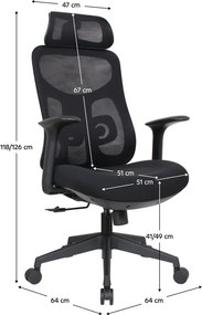 Irodai szék, fekete, teherbírás 150 kg, SULIVAN