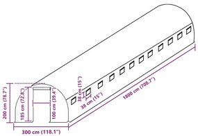 zöld melegház pótponyva (54 m²) 300 x 1800 x 200 cm