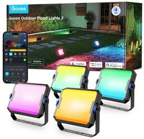 Govee - 4 darabos RGBICWW LED reflektor szett, dimmelhető, LED/24W/230V, IP66, matt, Wi-Fi